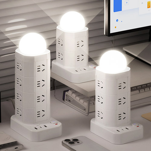 公正午纯铜插座立式接线板带USB