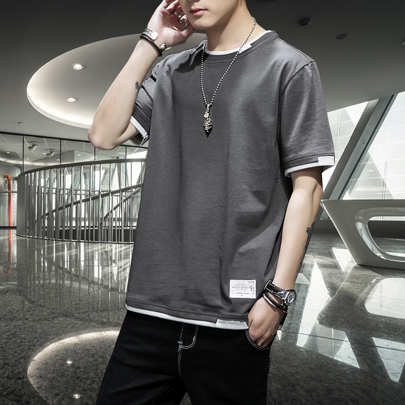 夏季新款男士日系潮流時尚百搭圓領恤