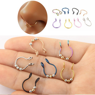 2pcs U Shaped Fake Nose Ring Hoop Septum Rings Stainless