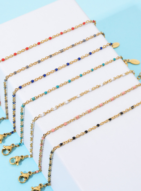 2024Stainless Steel Bracelets for Women Cute Enamel Necklace