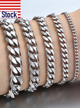 3-11mm Men's Bracelets Stainless Steel Curb Cuban Link