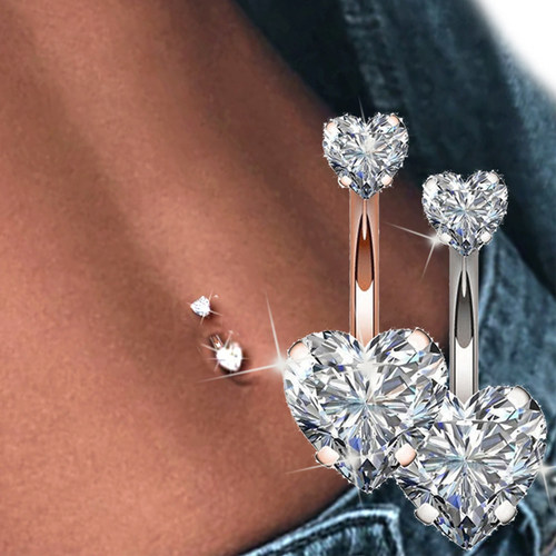 1PC Steel Belly Button Rings Crystal Piercing Navel Heart