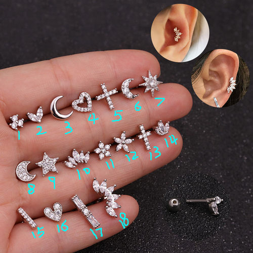 Floral Star Heart Cross Flower Crown Bar Cartilage Piercing
