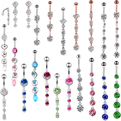 1/2 PCS Surgical Steel Crystal Belly Piercing Ring Dangle