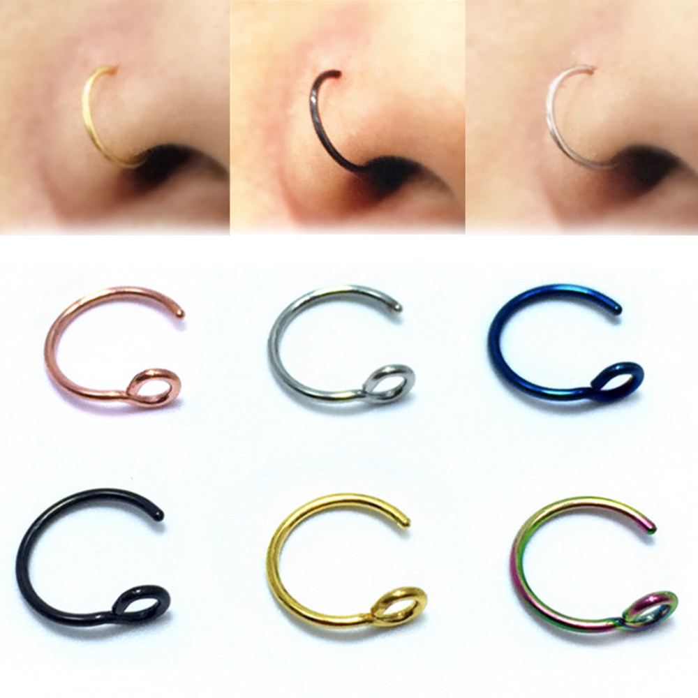 5pcs/Lot 6 Colors Fake Nose Ring Clip On Nose Ring Faux