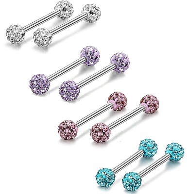 1PC Tongue Piercing External Threaded Stainless Steel