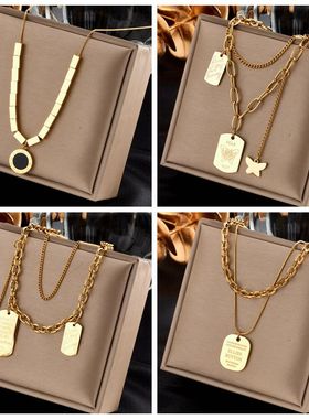 2023 Double Layer Hollow Thick Clavicle Chain Stainless
