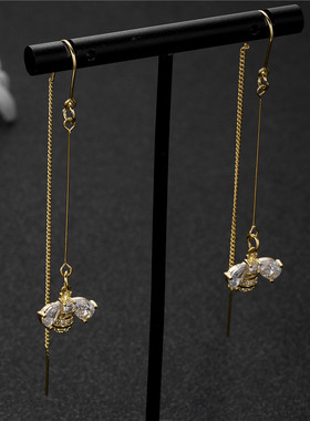 1 Pair Unique Lovely Long Tassel Honeybee Bee Ear Line Drop