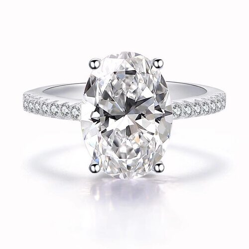 Charm Female Big White Crystal Stone Ring Luxury Silver