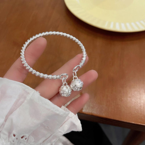 Twisted double palace bell bracelet imitation sterling silve