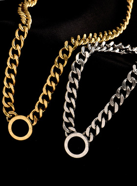 2023 Stainless Steel 2 Color Thick Chain Black Acrylic