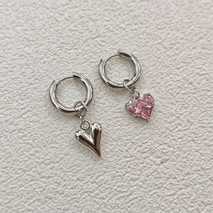 Zircon Fashion Pink Heart for Women Earrings Love Pendant