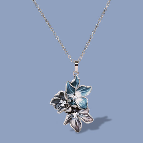 925 Silver Women's Necklace Simple Flower Pendant