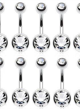2/5/10PCS Crystal Belly Button Piercing Set Stainless Steel