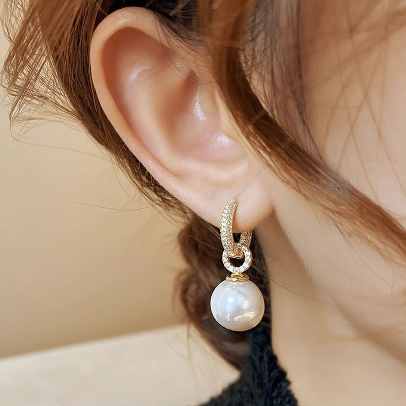 Ventfille 925 Sterling Silver Pearl Zircon Earring for
