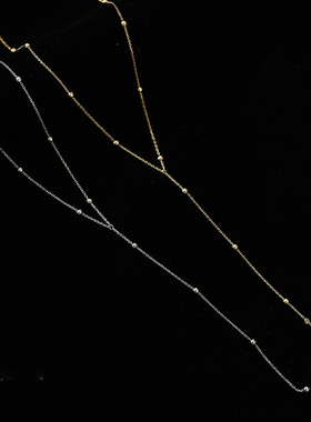 Stainless steel simple round beads long fringe necklace