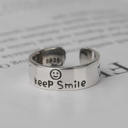 2021New Bengdi 925 sterling silver cold wind smile ring girl