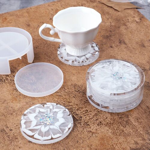 DIY Crystal Epoxy Resin Mold Coaster Round Coaster Box Stora