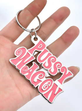 2024 Zinc Alloy PUSSY WAGON Keychain Pink Letter Key Chains