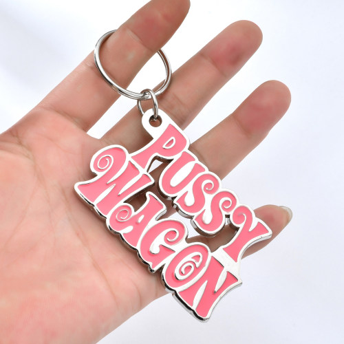 2024 Zinc Alloy PUSSY WAGON Keychain Pink Letter Key Chains