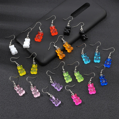Creative Cute Candy Colorful Animal Gummy Bear Earrings