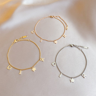 Korea New Fashion Letter Star Pendant Bracelet Woman Simple