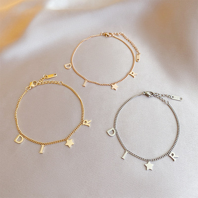 Korea New Fashion Letter Star Pendant Bracelet Woman Simple