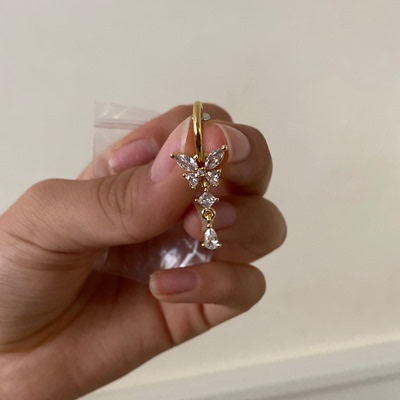 20221Pc Butterfly Fake Belly Button Ring Fake Belly Piercing