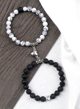 2Pcs/Set Heart shape Magnet Pendant Bracelet Couples Love