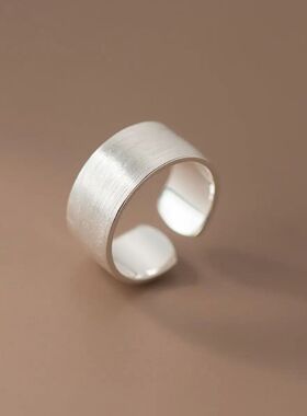 Sterling Silver Simple Wide Adjustable Rings For Women