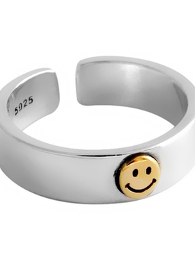 INS Retro Smile Face Ring Female Smile Ring Student Open
