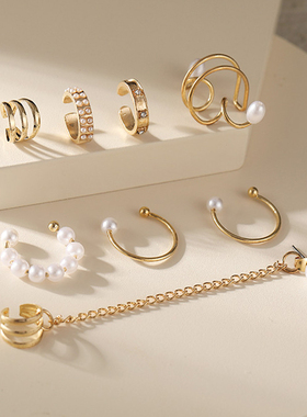 Fashion Gold Pearl Ear Clips Ear Cuff For Women Men