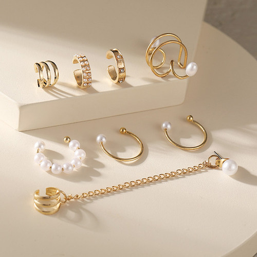 Fashion Gold Pearl Ear Clips Ear Cuff For Women Men
