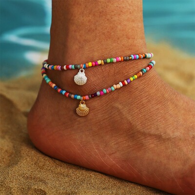 Bohemia Turquoise Foot Bracelet Shell Leg Anklets for Women