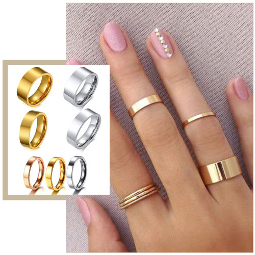 Women's Simple Minimalist Wedding Bands Rings 2/4/6/8 mm