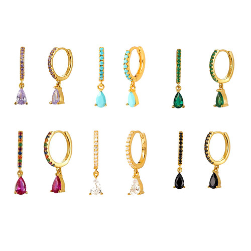 925 Sterling Silver Huggie Hoop Earrings for women Rainbow