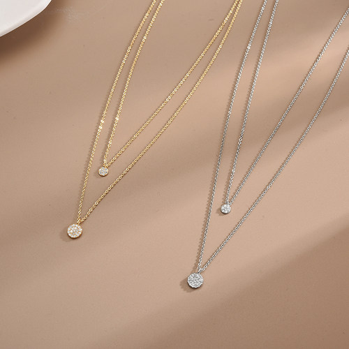 New 925 Sterling Silver Trendy Double Layer Necklace Full
