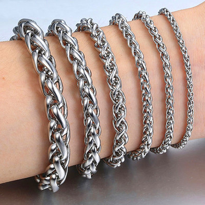 HNSP 3MM-8MM Stainless Steel Chain Hand Bracelet For Men