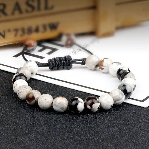 Earth Connection Bracelet 8mm Handcrafted Woven Agate