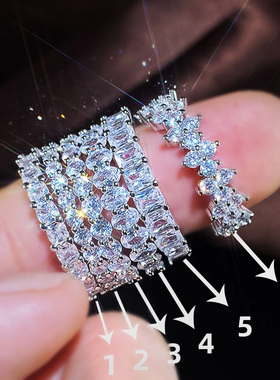 Fashion Luxury Women Ring Micro Paved Big Round/Square/Oval