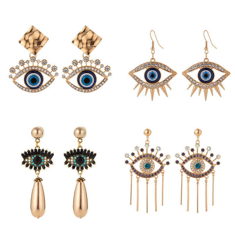 New Luxury Rhinestone Evil Eye Statement Drop Earrings 2022-封面