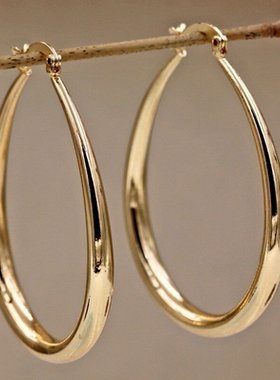2024 New Shine Gold Color Women Earrings Fashion Smooth Hoop