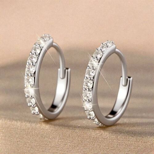 Sterling Silver Crystal Zirconia Hoop Earrings for Women Sim