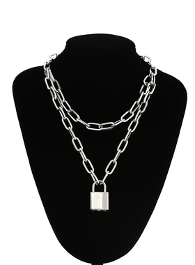 Lock Chain Necklace With A Padlock Pendants For Women Men