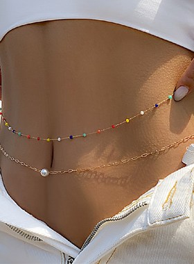 2Pcs Romantic Sweet Waist Chain Bohemian Creative Crystal