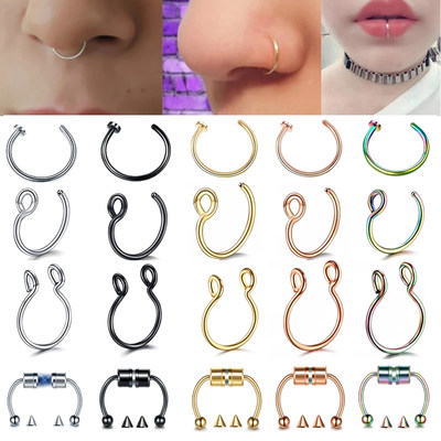 1Pc Stainless Steel Fake Nose Ring Hoop Septum Rings C Clip