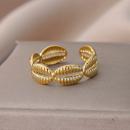 Shell Rings for Women Gold Plated Luxury Adjustable