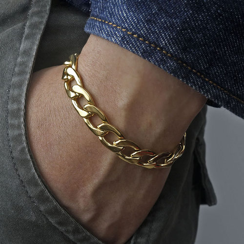 Trendy European Basic Gold Color Figaro Chain Bracelet for
