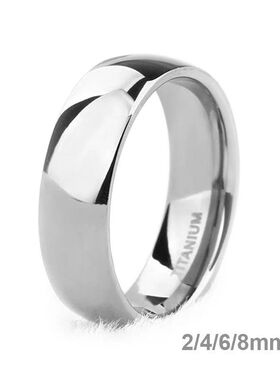 6mm Men's Titanium Ring Silver Color Polished Classic