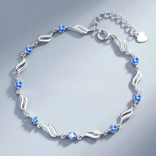 Sterling Silver Blue Crystal Bracelets For Women Korean Desi